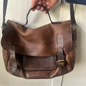 John Fluevog Brown Leather Messenger Bag